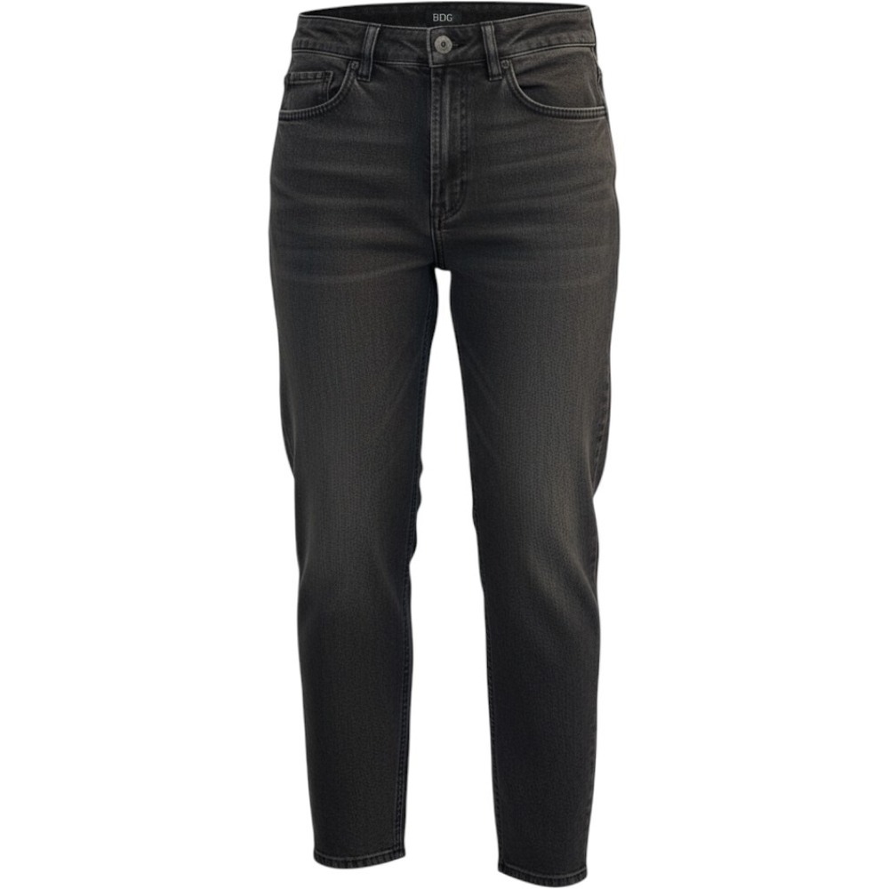 BDG Jeans Women W24 Black Mom Jean High Rise Tapered Cotton Washed Denim